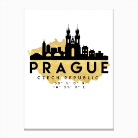 Prague Czech Republic Silhouette City Skyline Map Canvas Print
