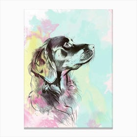 Flat Coated Retriever Dog Pastel Line Watercolour Illustration  2 Canvas Print