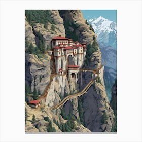 Sumela Monastery Pixel Art 1 Canvas Print