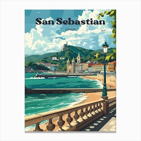 San Sebastian Spain Summer Digital Travel Art Canvas Print