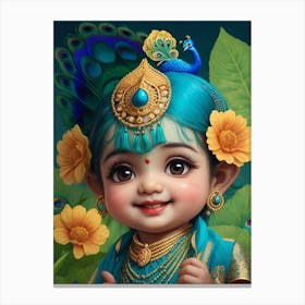 Dreamshaper V7 Babi Krishna With Cute Smile Peacock Theme 0 Canvas Print