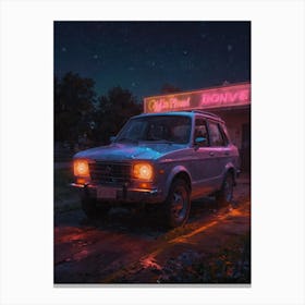 Car In Front Of A Neon Sign Canvas Print