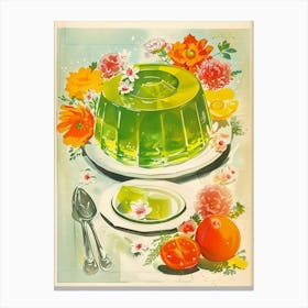 Retro Bright Green Jelly Vintage Cookbook Inspired 3 Canvas Print