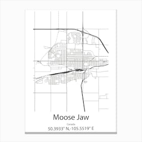 Moose Jaw,Canada Minimalist Map Canvas Print