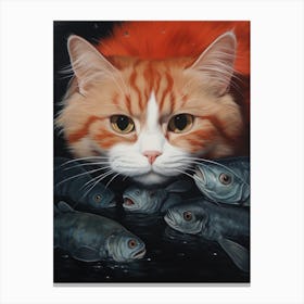 Cat With Fish 2 Canvas Print