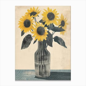 Sunflower Watercolour Illustration Canvas Print