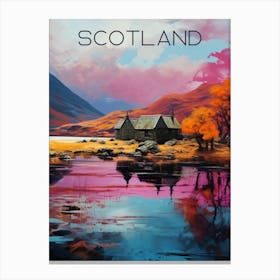 Colourful lochs Scotland travel poster Art Print Canvas Print