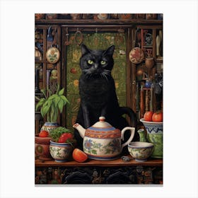 Medieval Cats Romantesque In A Kitchen Canvas Print