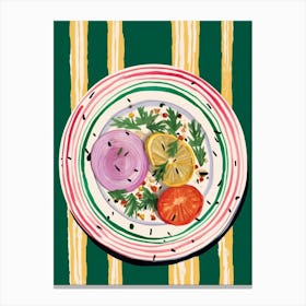A Plate Of Spinach, Top View Food Illustration 2 Canvas Print