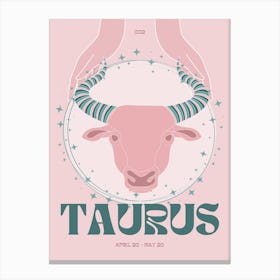 Pink Zodiac Taurus Canvas Print