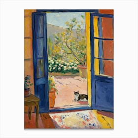 Open Window With Cat Matisse Style Tuscany Italy 4 Canvas Print
