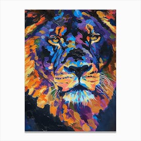 Black Lion Portrait Close Up Fauvist Painting 2 Canvas Print