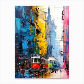 Trams In The City Canvas Print