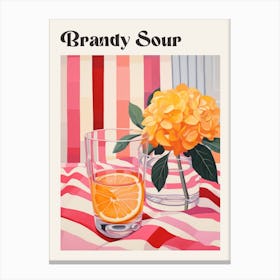 Brandy Sour 2 Retro Cocktail Poster Canvas Print