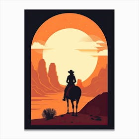 Minimalist Cowgirl Desert Sunset 4 Canvas Print
