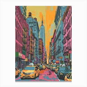 Soho District New York Colourful Silkscreen Illustration 2 Canvas Print