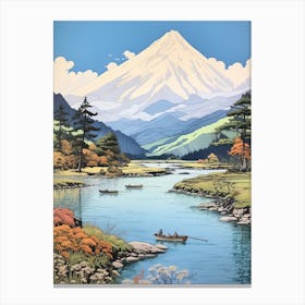 Kamikochi In Nagano, Ukiyo E Drawing 4 Canvas Print
