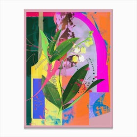 Lily Of The Valley 3 Neon Flower Collage Canvas Print