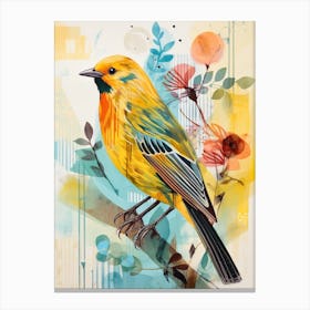 Bird Painting Collage Yellowhammer 1 Canvas Print