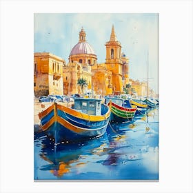 A Vibrant Watercolor Painting Of Malta Canvas Print