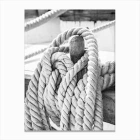 Black And White Photo Of Rope Canvas Print
