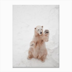 Polar Bear Waving Canvas Print