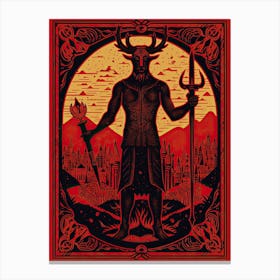 The Devil Tarot Card, Vintage 0 Canvas Print