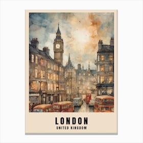 London Travel Poster Vintage United Kingdom Painting (11) Canvas Print