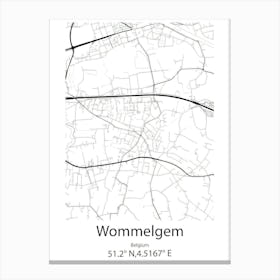 Wommelgem,Belgium Minimalist Map Canvas Print