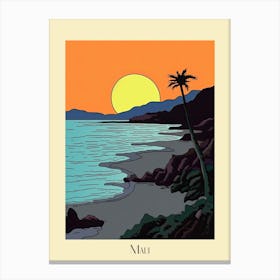 Poster Of Minimal Design Style Of Maui Hawaii, Usa 1 Canvas Print