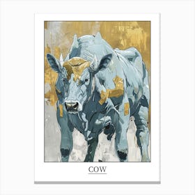 Cow Precisionist Illustration 2 Poster Canvas Print