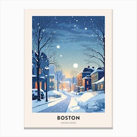 Winter Night  Travel Poster Boston Usa 2 Canvas Print
