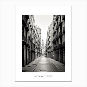Poster Of Barcelona, Spain, Photography In Black And White 1 Canvas Print