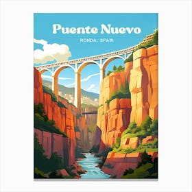 Puente Nuevo Ronda Spain New Bridge Modern Travel Illustration Canvas Print