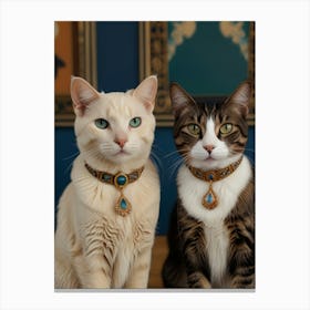 Two Cats Wearing Collars Canvas Print