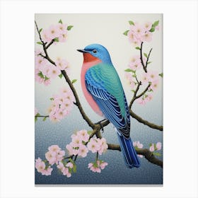 Ohara Koson Inspired Bird Painting Eastern Bluebird 1 Canvas Print