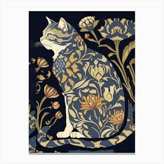 William Morris  Style Cat 3 Canvas Print