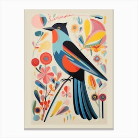 Colourful Scandi Bird Swallow 2 Canvas Print