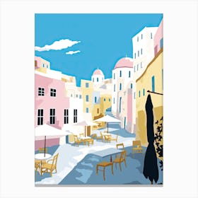 Santorini, Greece, Flat Pastels Tones Illustration 4 Canvas Print