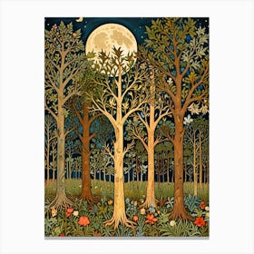 Moonlight In The Forest William Morris 5 Canvas Print