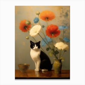 Odilon Redon Inspired Still Life Cat Canvas Print