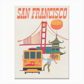 San Francisco Retro Vintage Travel Poster Canvas Print
