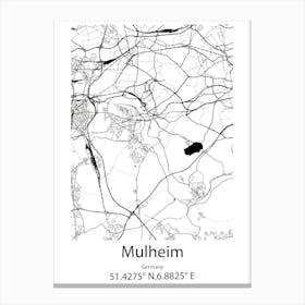 Mulheim,Germany Minimalist Map Canvas Print