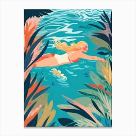 Illustration Of A Woman Swimming Canvas Print