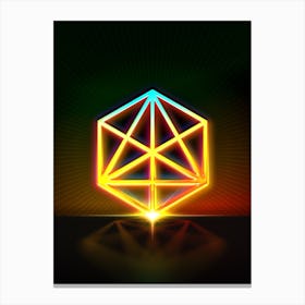 Neon Geometric Glyph in Watermelon Green and Red on Black n.0243 Canvas Print