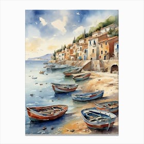 Boats On The Beach Canvas Print