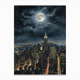 New York's Skyline, Silhouetted Canvas Print