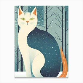 Cat In Snow Canvas Print