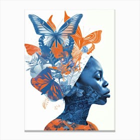 Woman With Butterflies On Her Head 1 Canvas Print