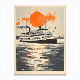 Steamboat Natchez Retro Lithograph 3 Canvas Print